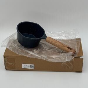 Camping Cooking Pot 4.5in Nonstick Camp Saucepan Wood Handle Outdoor NEW